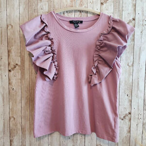 Women's a...love story puff Sleeve Top, Size M, Pink